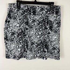Black & White Abstract Print A-Line Skirt skort Soybu